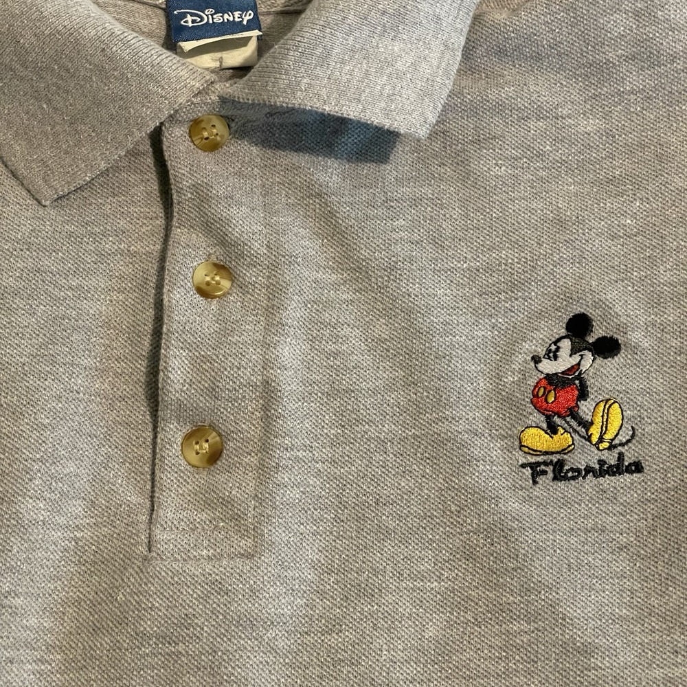Disney Shirt Men XL Gray Mickey‎ Mouse Florida Polo Lightweight Vacation Casual - Picture 5 of 8